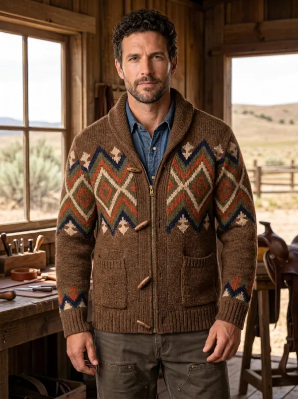 Range Rider Aztec Profile Men's Western Cardigan