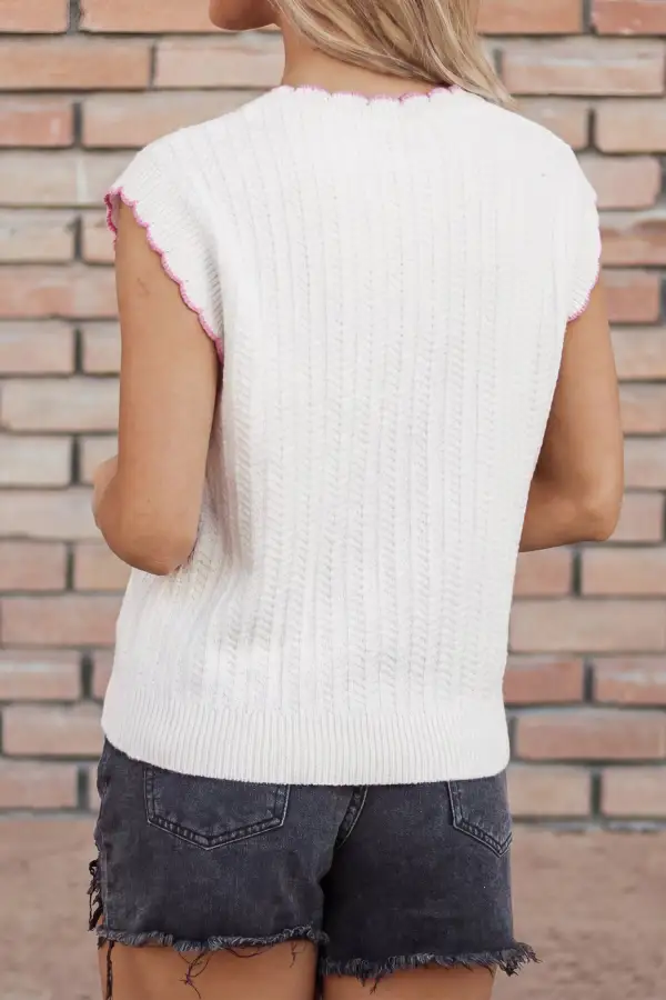 Rugby Pattern Textured Knit Everyday Shift Sweater Vest