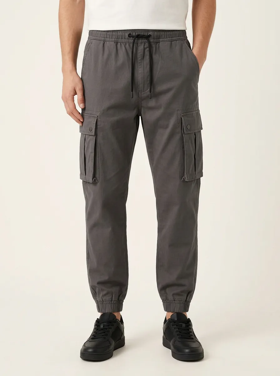 Multi-Pocket Elastic-Cuff Men's Cargo Pants