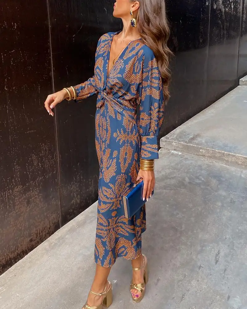 A Line Printed Maxi Dress