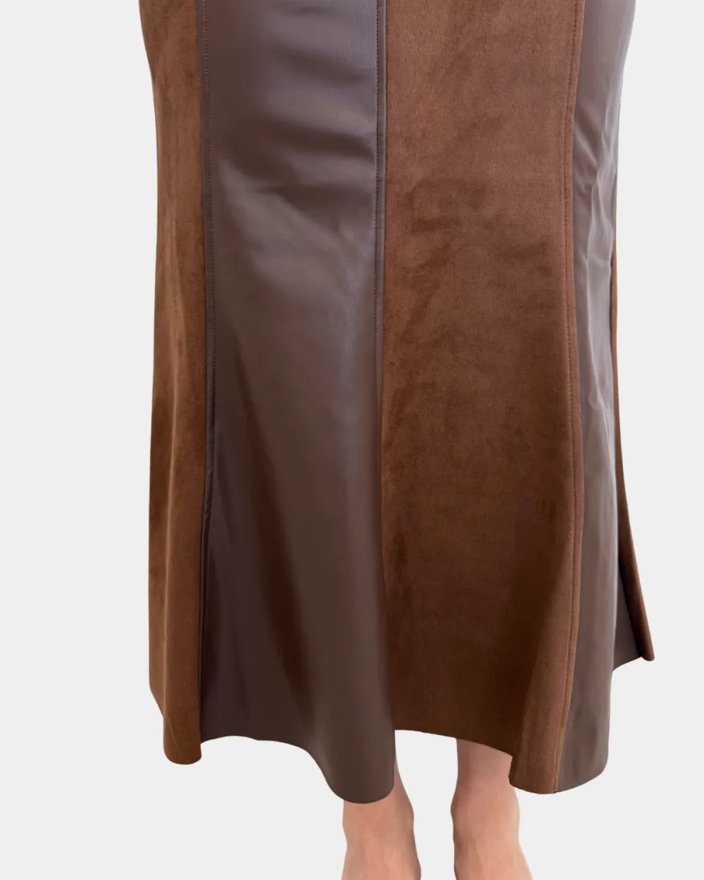 Suede & Leather Panel Skirt