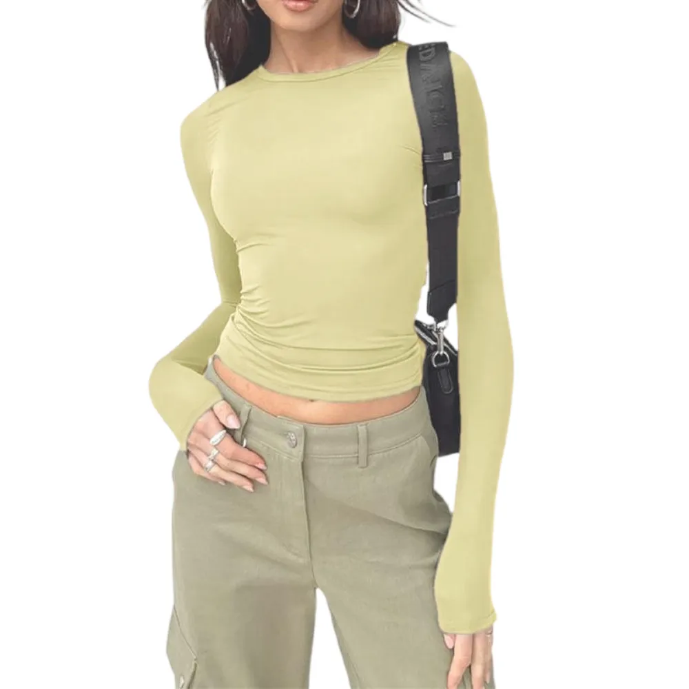 Women's Solid Long Sleeve Sports Tee