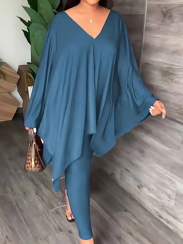 Batwing Sleeve Relaxed Blouse And Pants Set