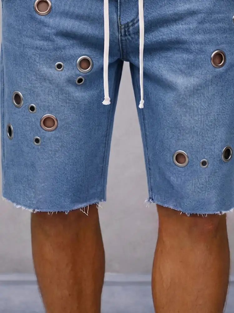 Men's Fashion Distressed Drawstring Denim Shorts