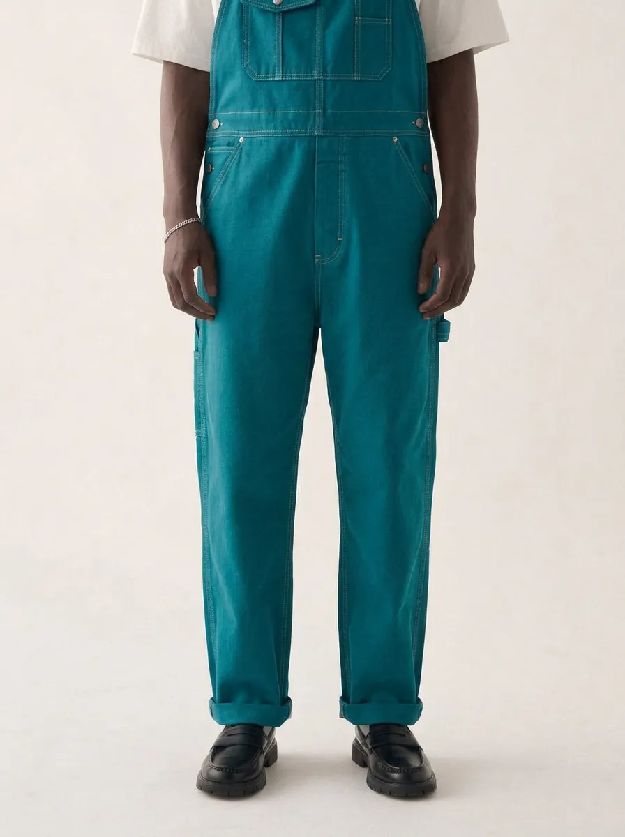Men's Vintage Style Olive Green Cotton Canvas Overalls