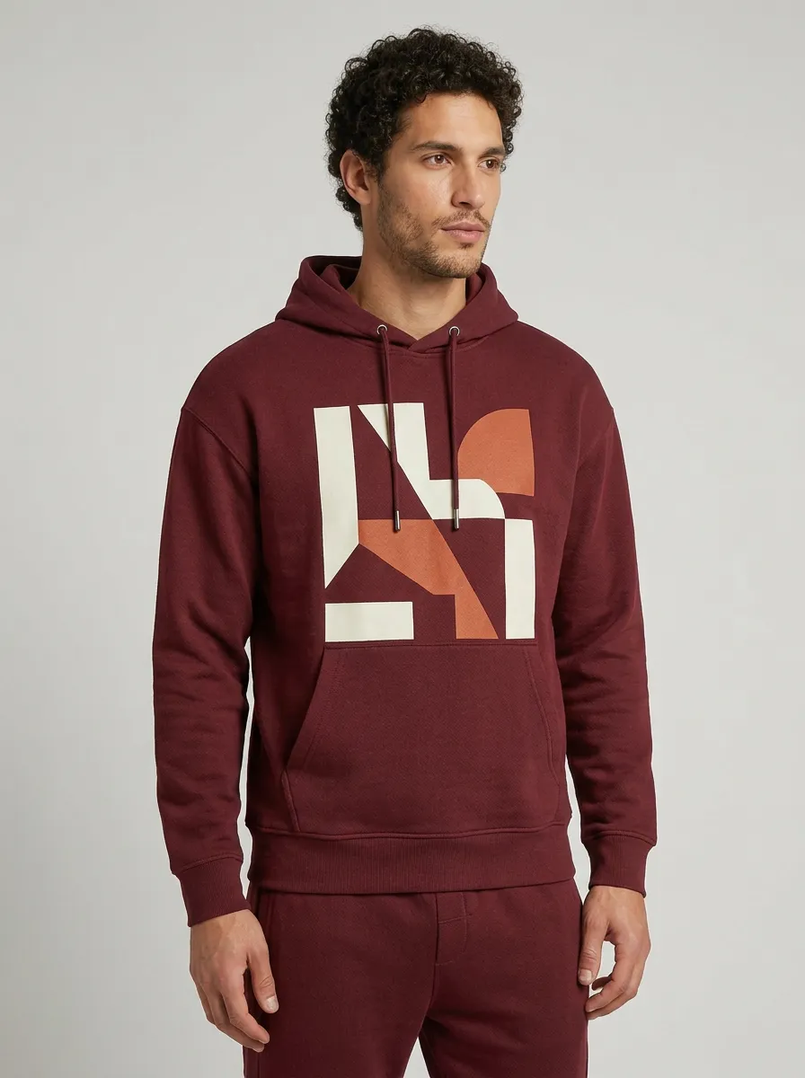 Men's Navy Graphic Print Hoodie and Jogger Set