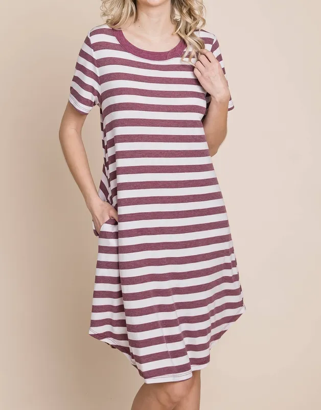 Plus Size Striped Back Button Dress