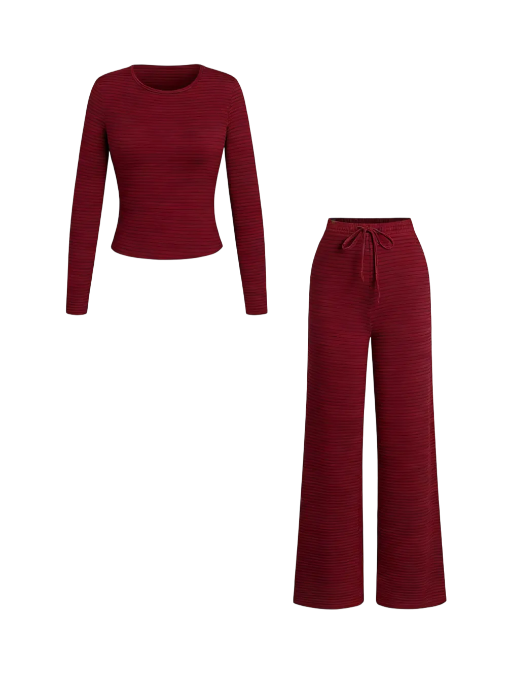 Women's striped printed long-sleeved T-shirt and trousers, casual two-piece set