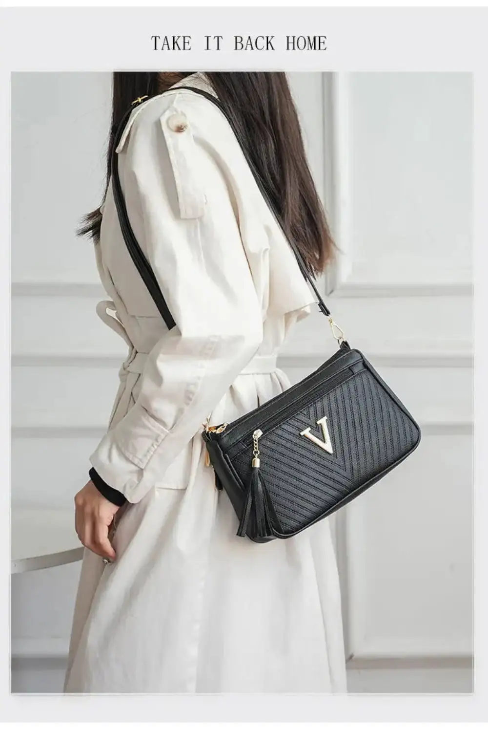 Square PU Leather Messenger Bag Lightweight Chic