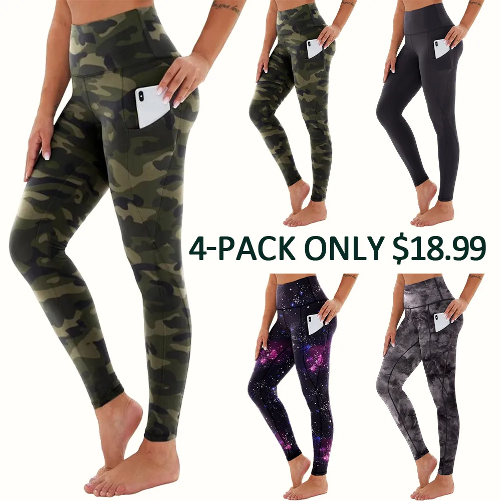 Women's High Waisted Tummy Control Leggings With Pockets – Non See-Through Stretchy Yoga Pants For Workout