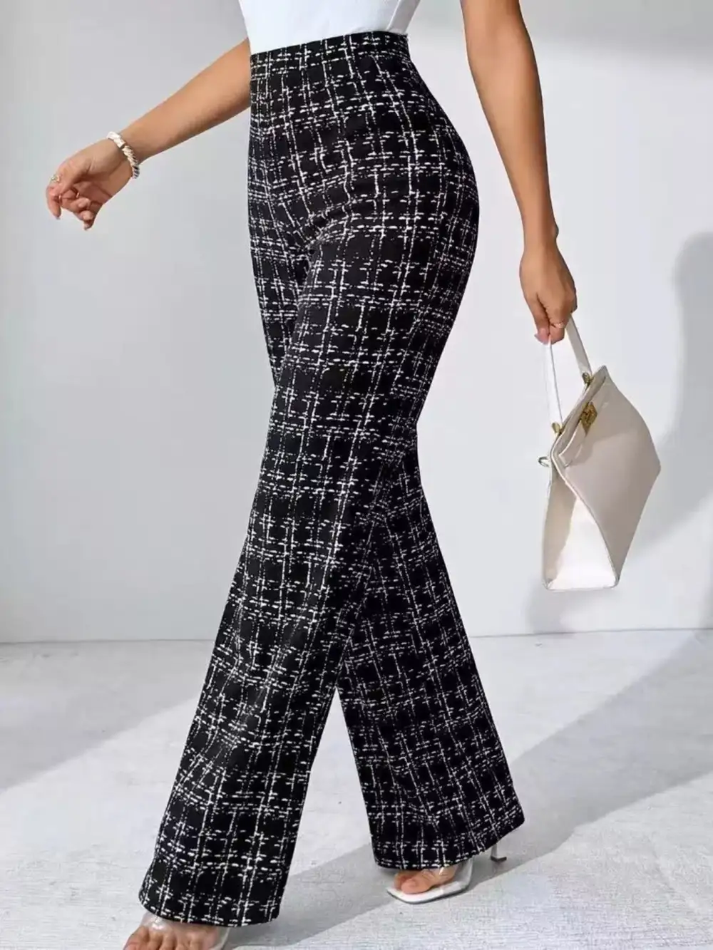 Wide Leg Plaid Casual Versatile Pants
