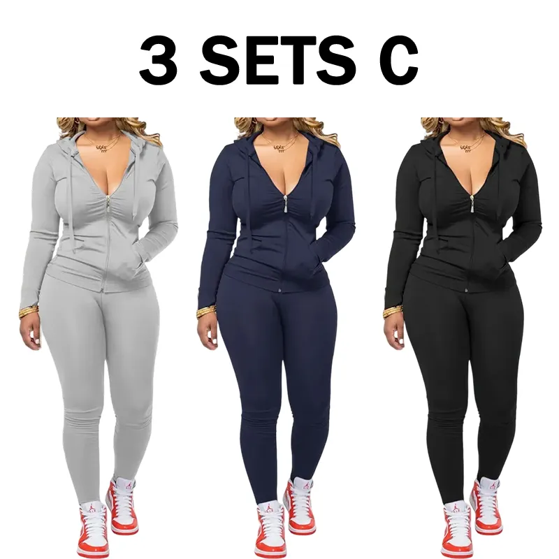 Women's Fall Zipper Hoodie and Skinny Pants Set, Casual Soft Long Sleeve Pullover with Pocket Design