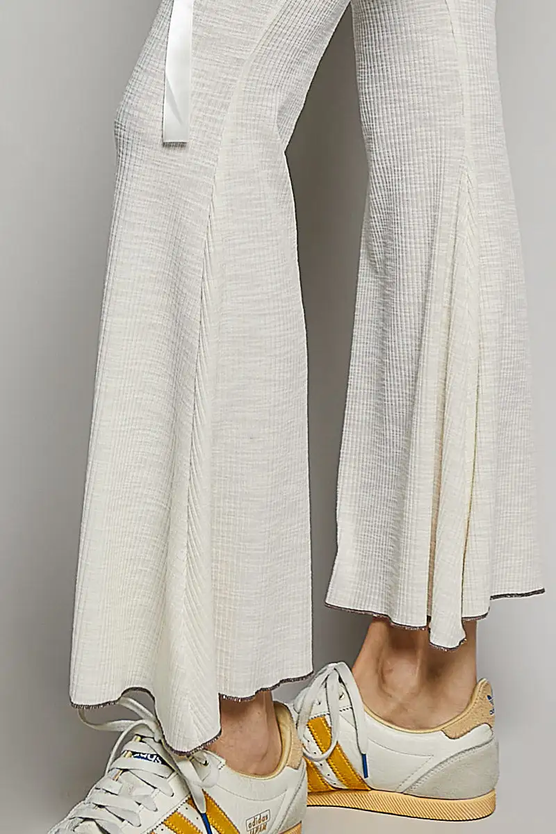 Drawstring Textured Ribbed Knit Pants