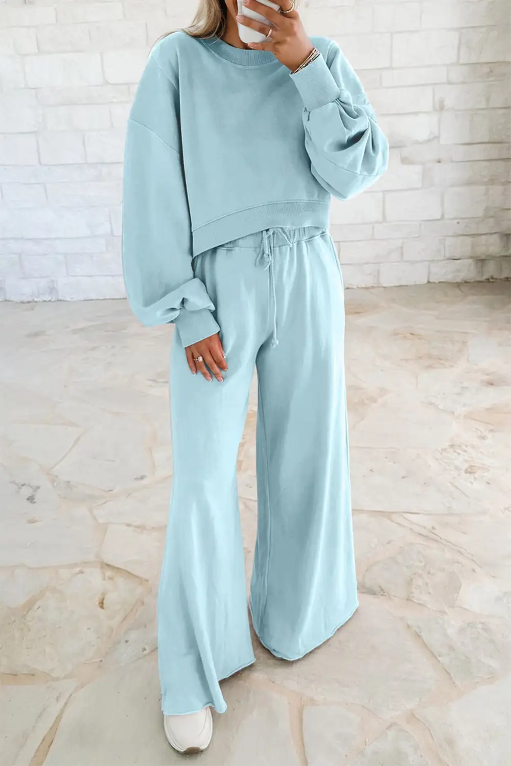 Sleeve Pullover Soft Pants Lounge Set