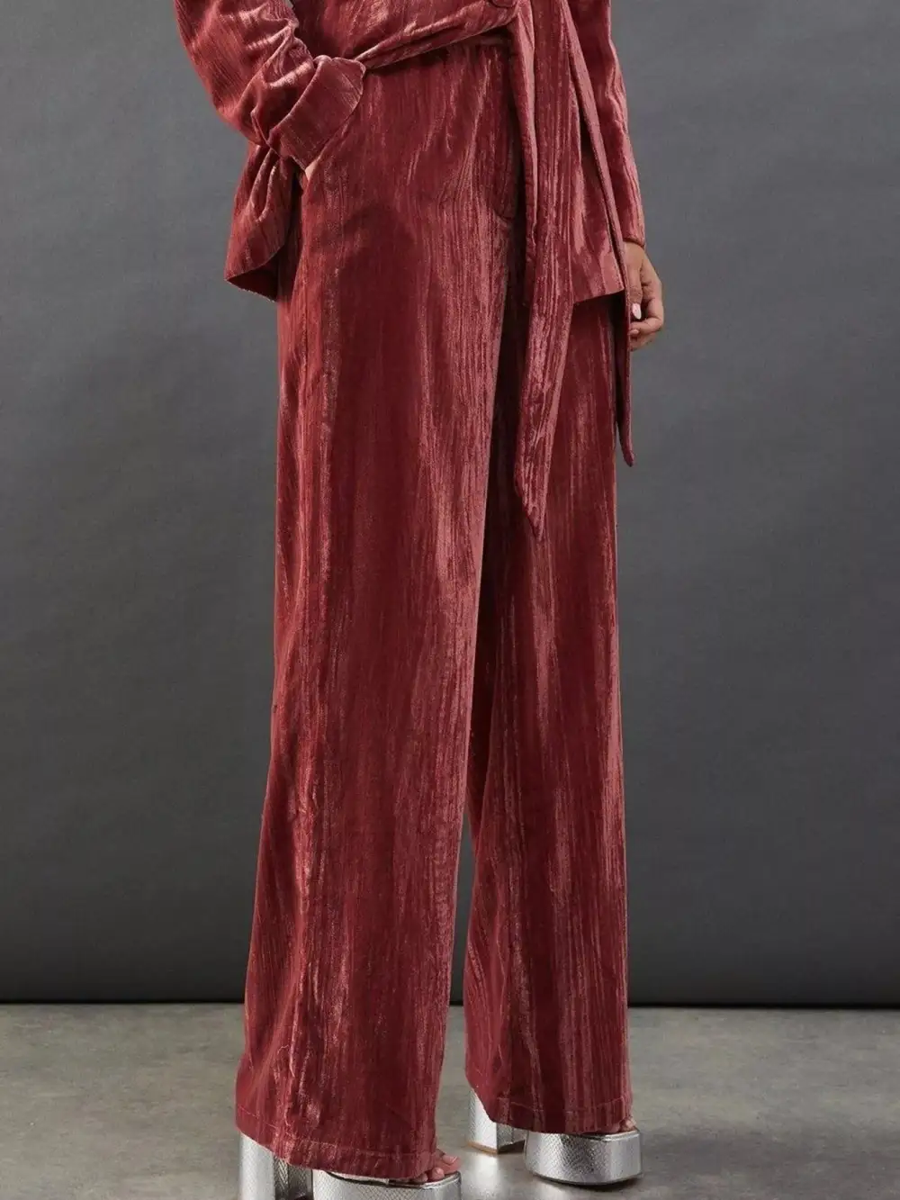 Velvet Lapel Collar Blazer & Pants Set