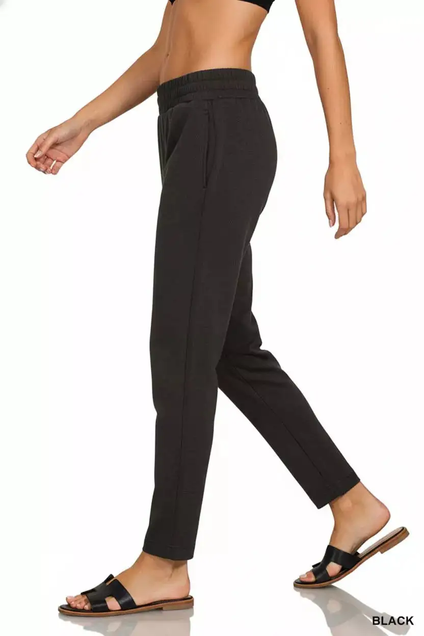 Cropped Pocketed Scuba Sweatpants