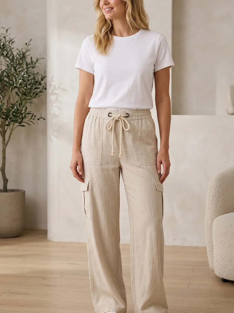 Women's Cargo Linen Inspired Cargo Work Pants