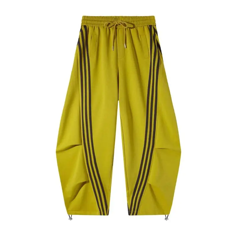 Loose Wide Leg Striped Track Pants Women's Casual Streetwear Joggers with Elastic Waistband
