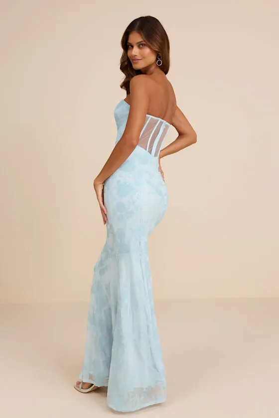 Mayley Purple Sequin Strapless Maxi Dress