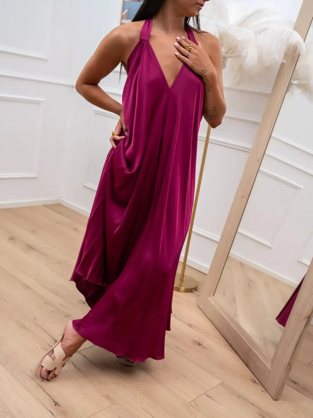 Minimal Maxi V Neck Dress