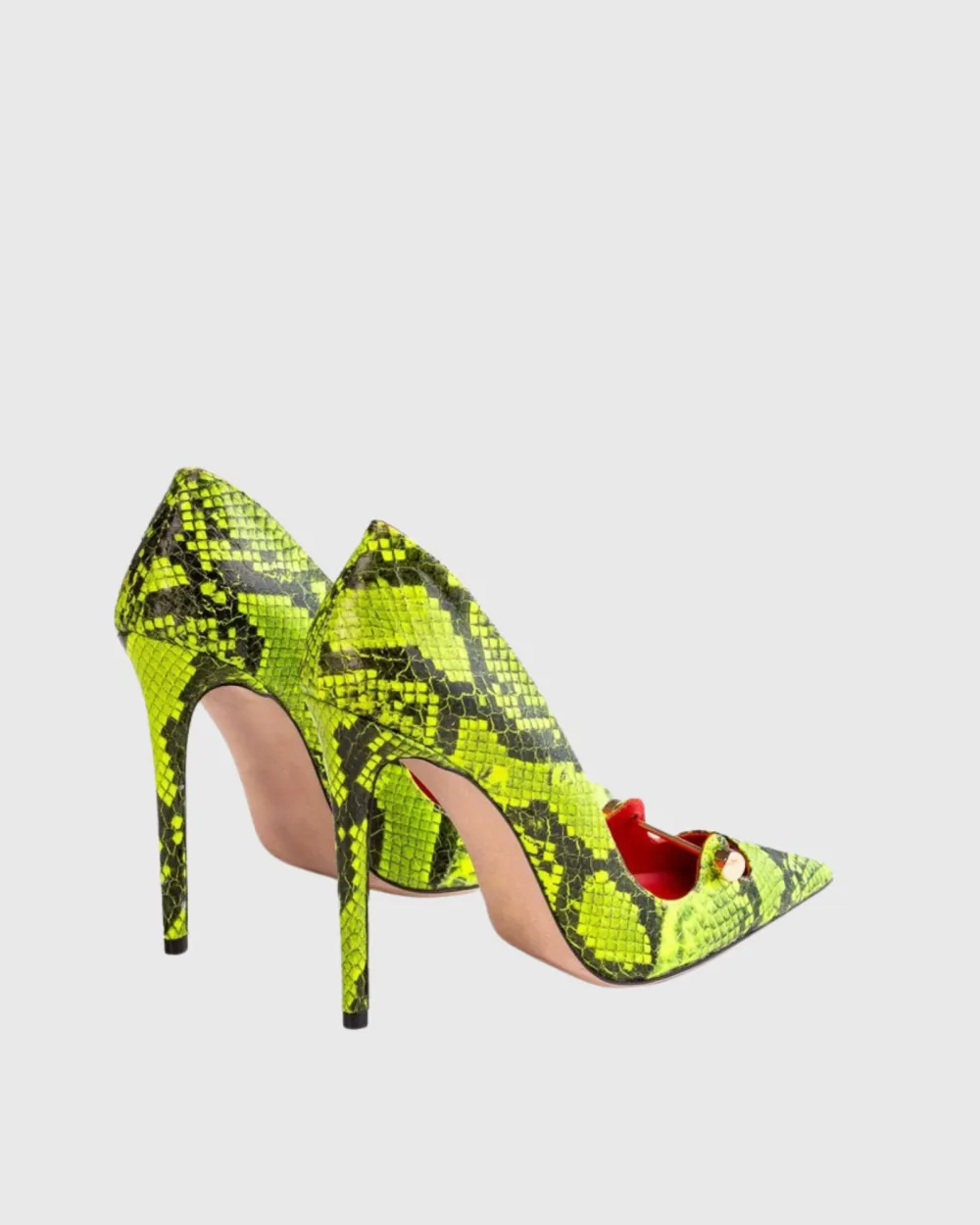 Snake Print Metal Cutout Pumps