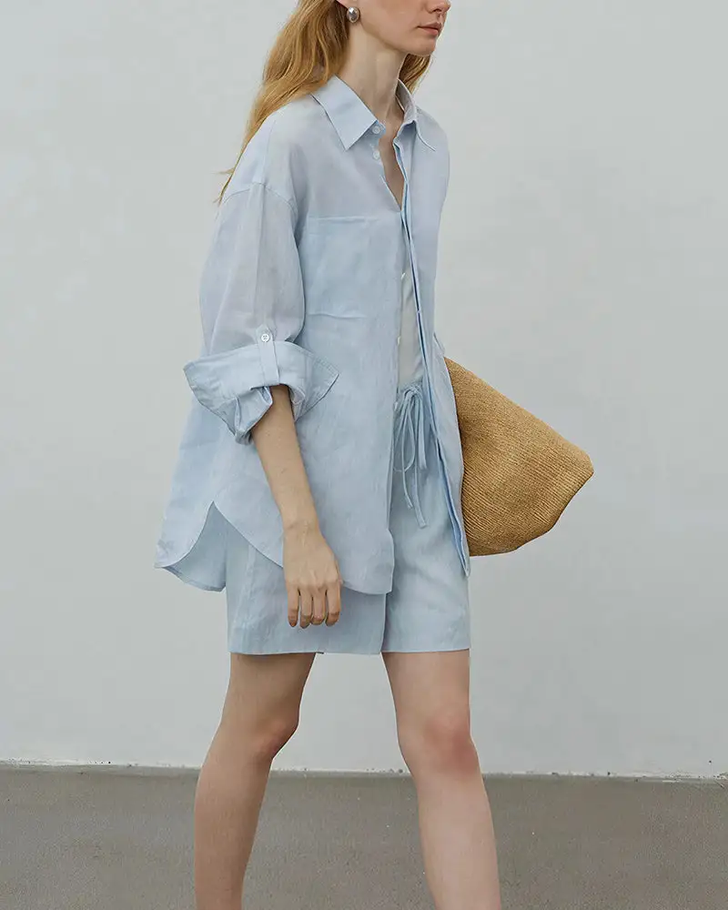 Breezy Linen Oversized Shirt and Shorts Matching Set