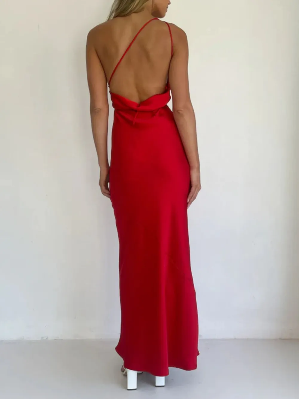 Gathered Detail Satin Maxi Dress