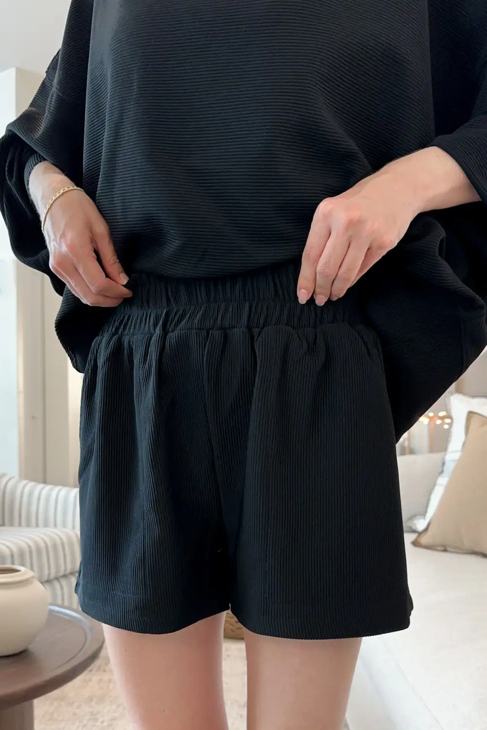 Polished Soft Ribbed Shorts