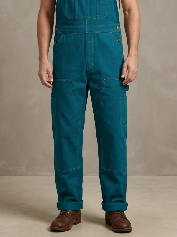 Men's Casual Workwear Forest Green Cotton Bib Overalls