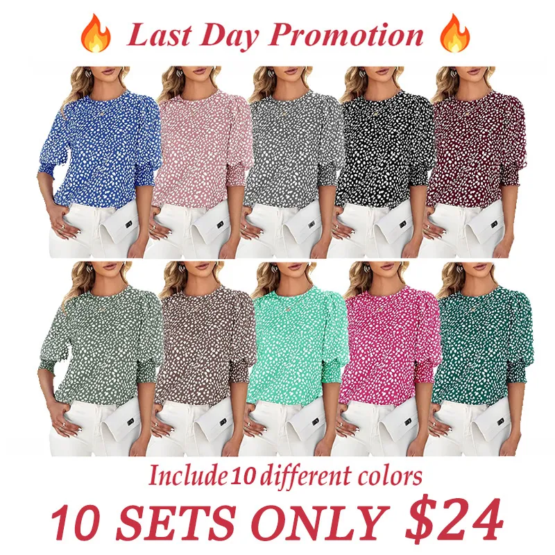 Women's Polka Dot 3/4 Sleeve Blouse