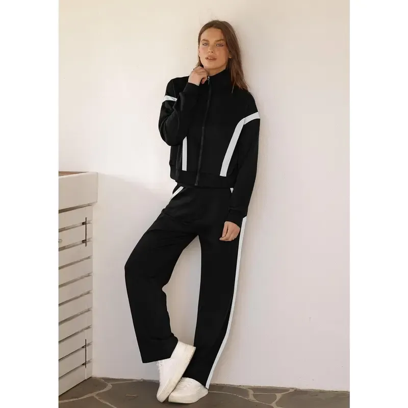 Lounge Sets for Women 2025 Sweatsuit 2 Piece Outfits Sweatshirt Wide Leg Sweatpant Tracksuit Matching Set