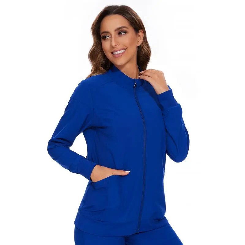 Scrub Jackets for Woman, Zip Front Nurse Jacket, 4-Way Stretch Fabric