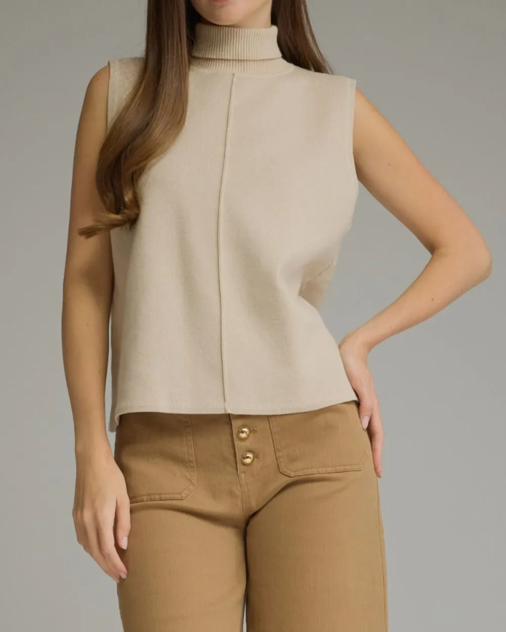 Turtleneck Front Seam Top