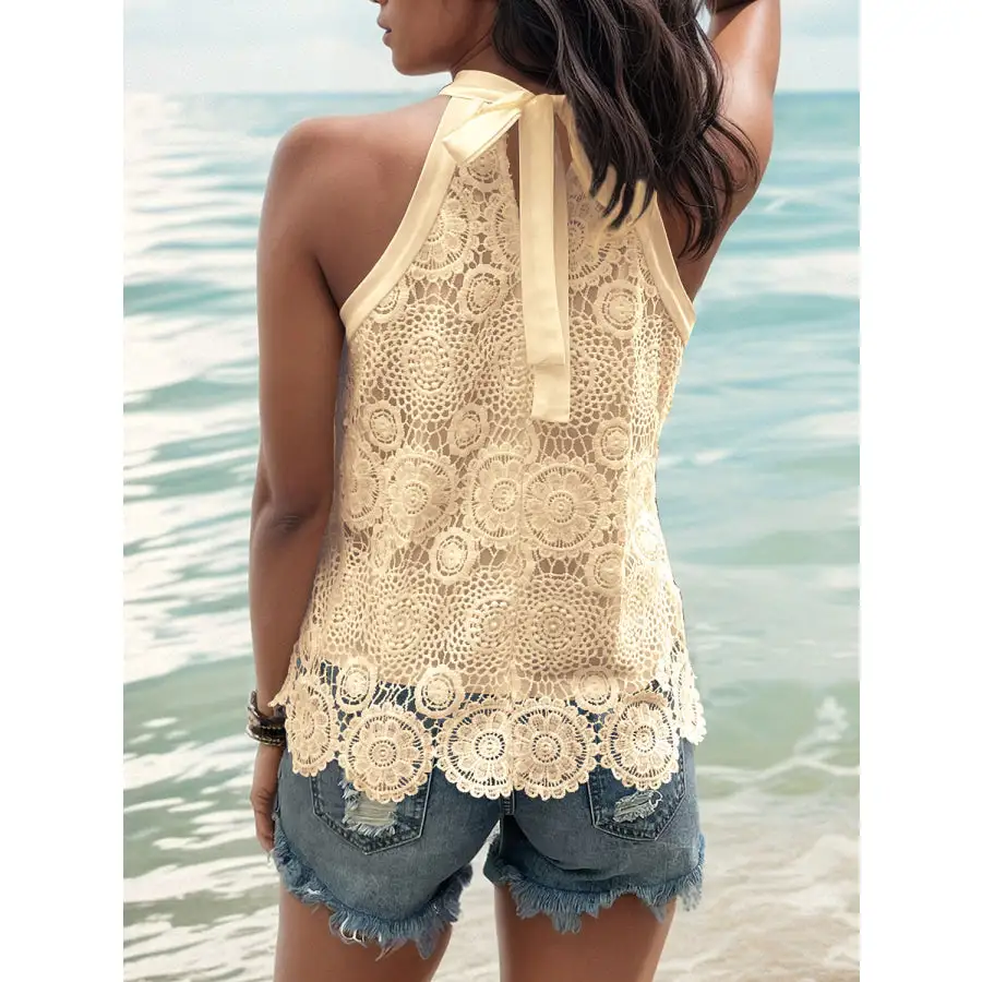 Lace Tied Mock Neck Tank