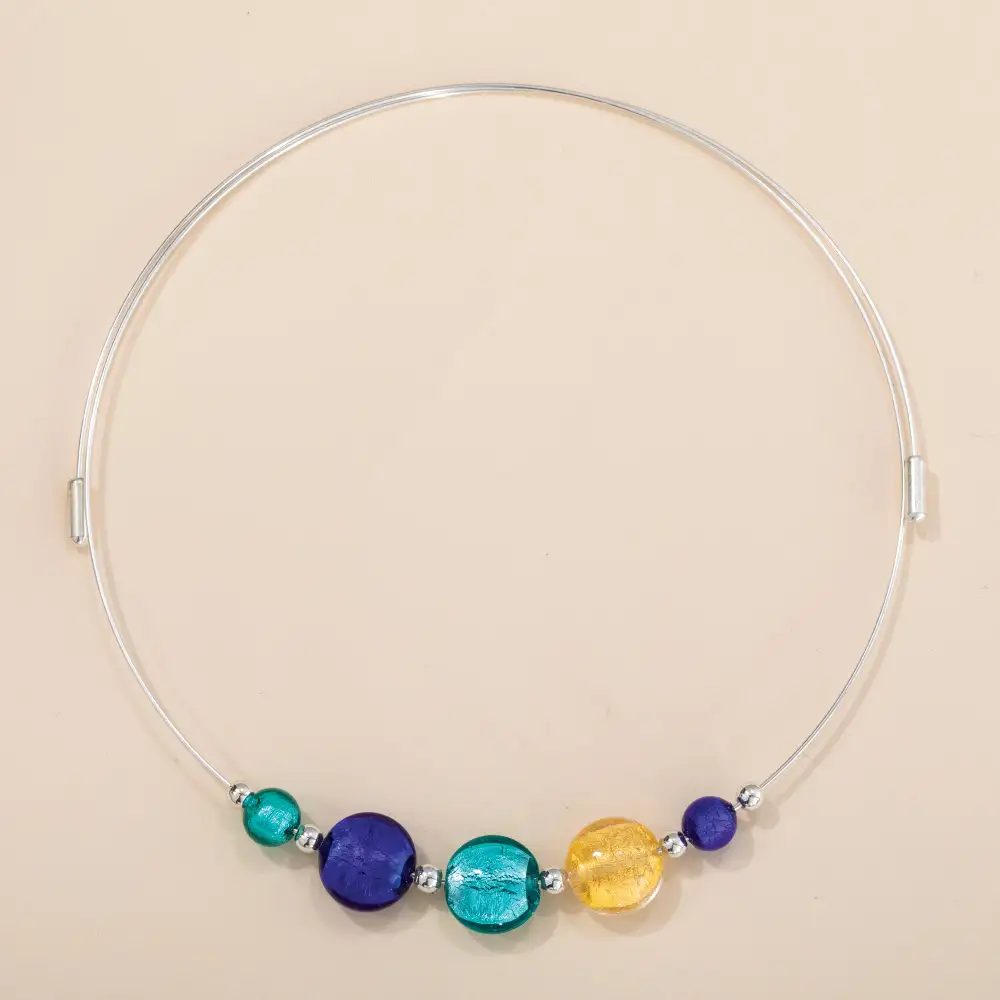 Classic Glass Textured Collar Statement Necklace