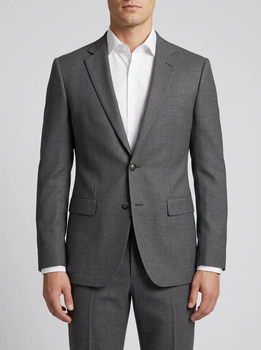 Men's Solid Suit Jacket and Shirt Set