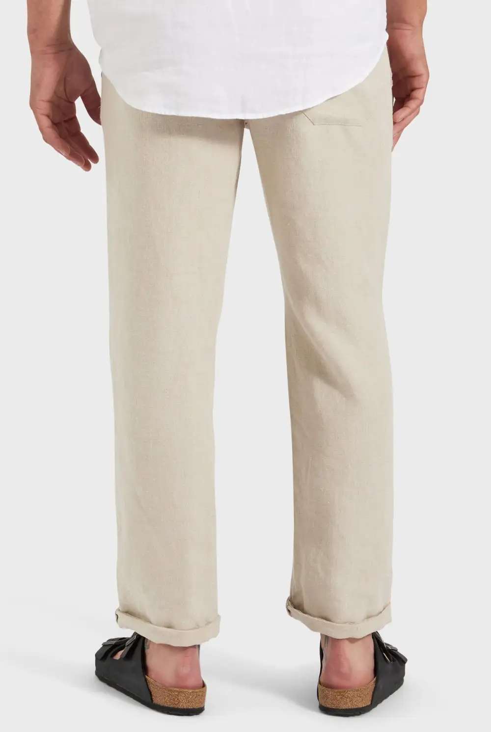 Solid Color Linen Tapered Trousers