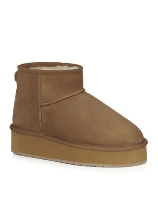 Suede Warm-Lined Platform Ankle Boots