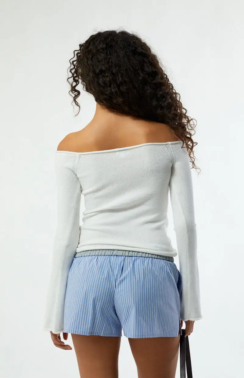 LA Hearts Carrie Cinched Off-The-Shoulder Sweater