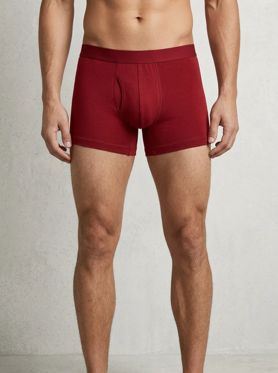 Men's Solid Color Breathable Cotton Printed Boxer Briefs