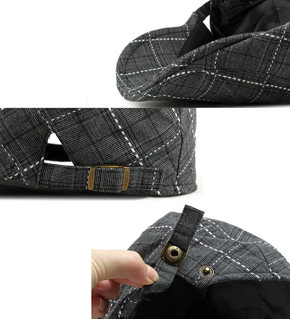 Cotton Plaid Golf Newsboy Cap