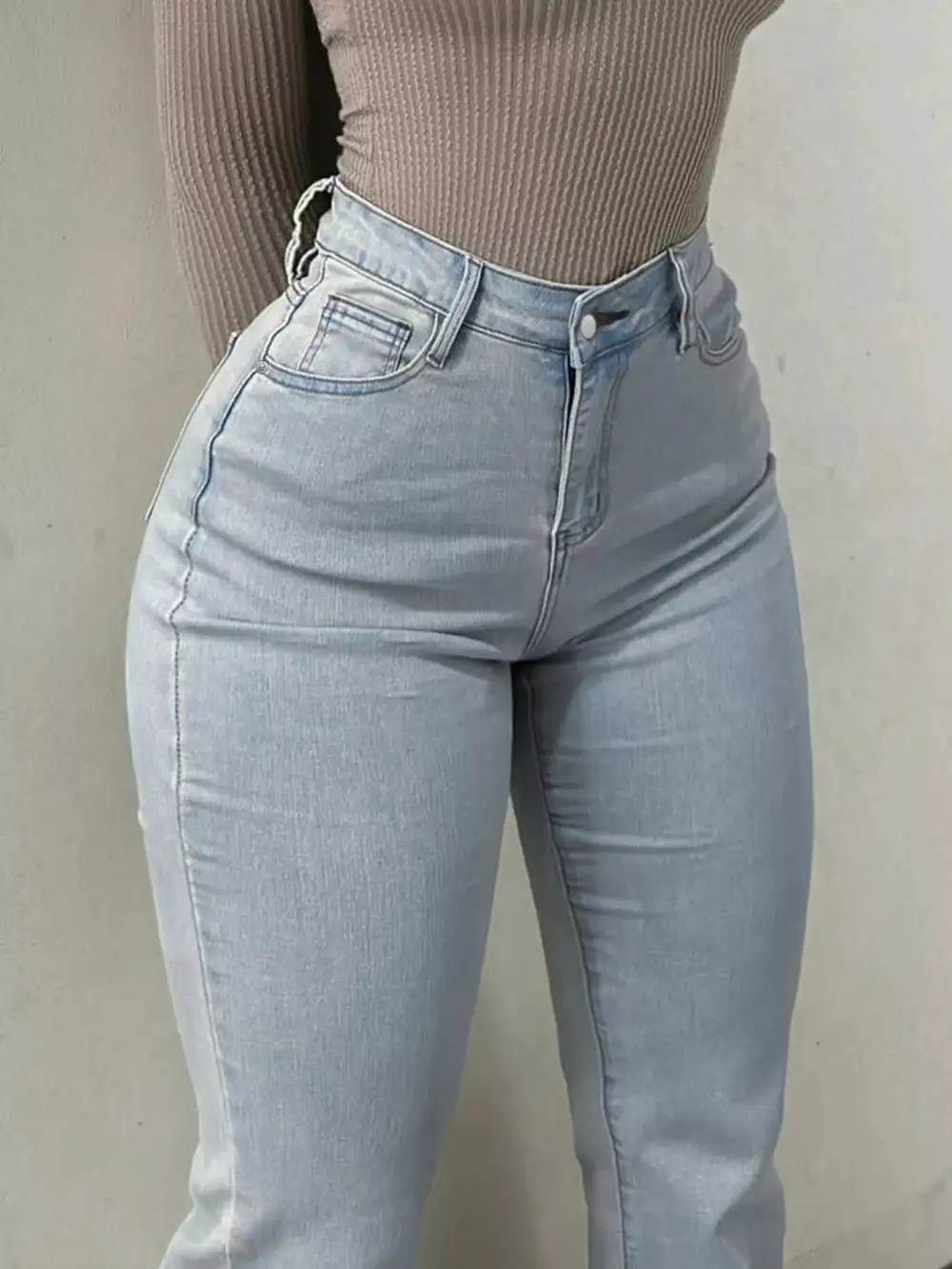 Polished High Waist Flare Leg Denim Jeans
