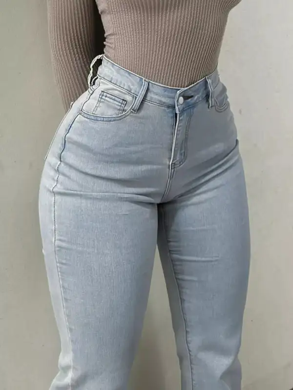 Polished High Waist Flare Leg Denim Jeans