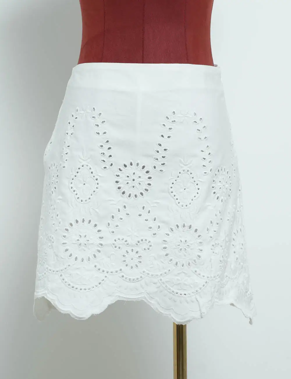 Chic Eyelet Elegant Zip Open Mini Skirt