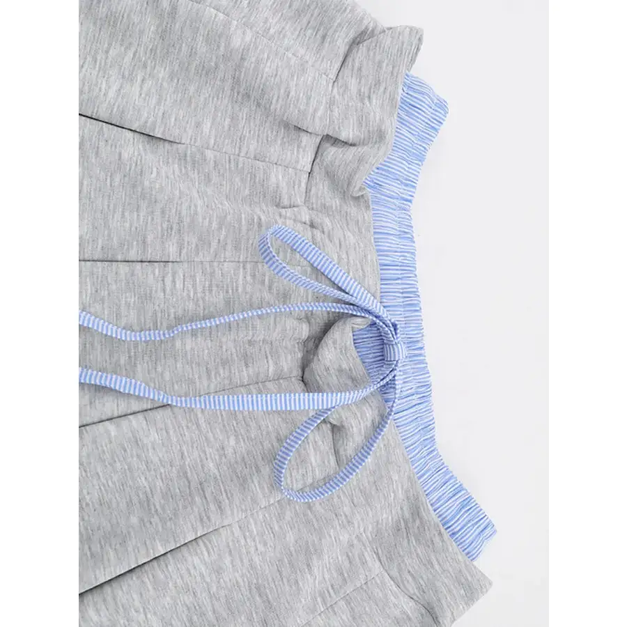 Drawstring Pleated Mini Skirt