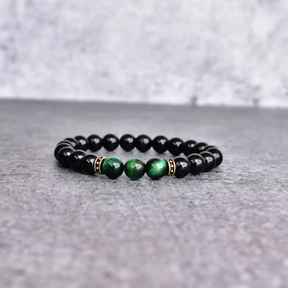 Captivating Tiger Eye Onyx Bead Bracelet