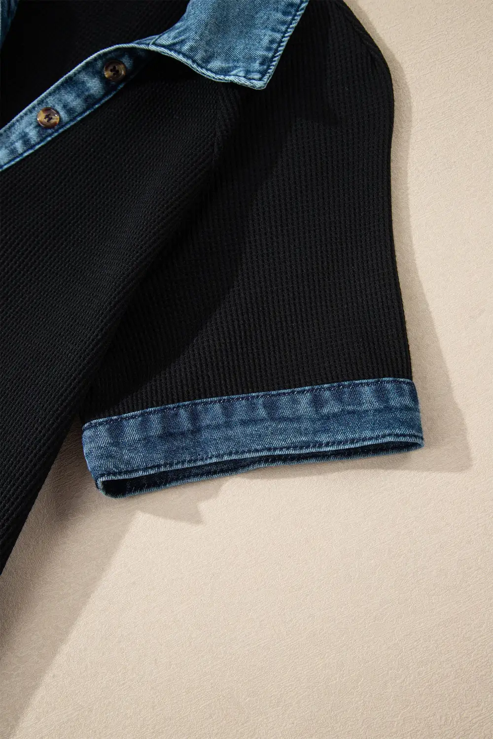 Structured Shape Patchwork Denim Knit Sweater Dress