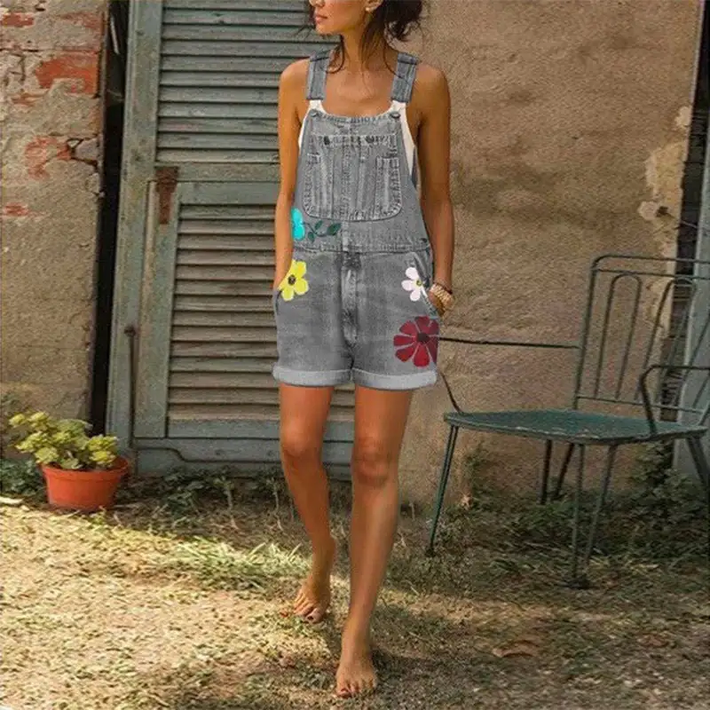 Women' Printed Slim Fit Bib Shorts