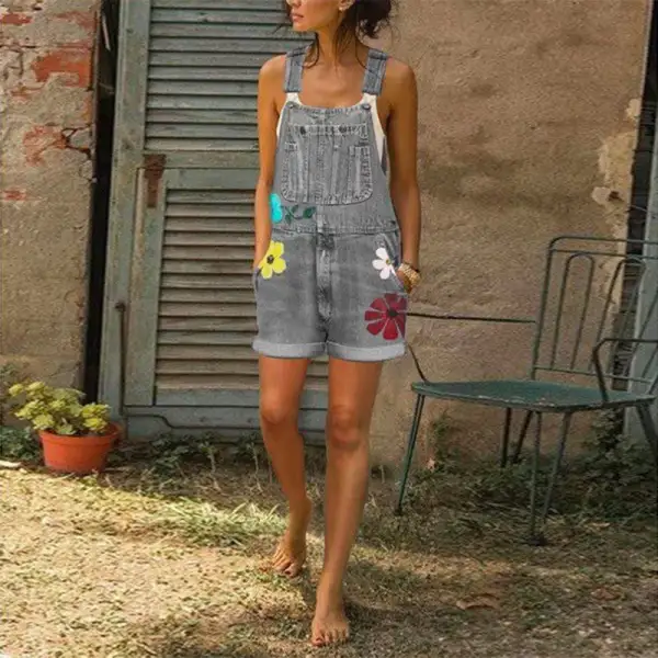 Women' Printed Slim Fit Bib Shorts
