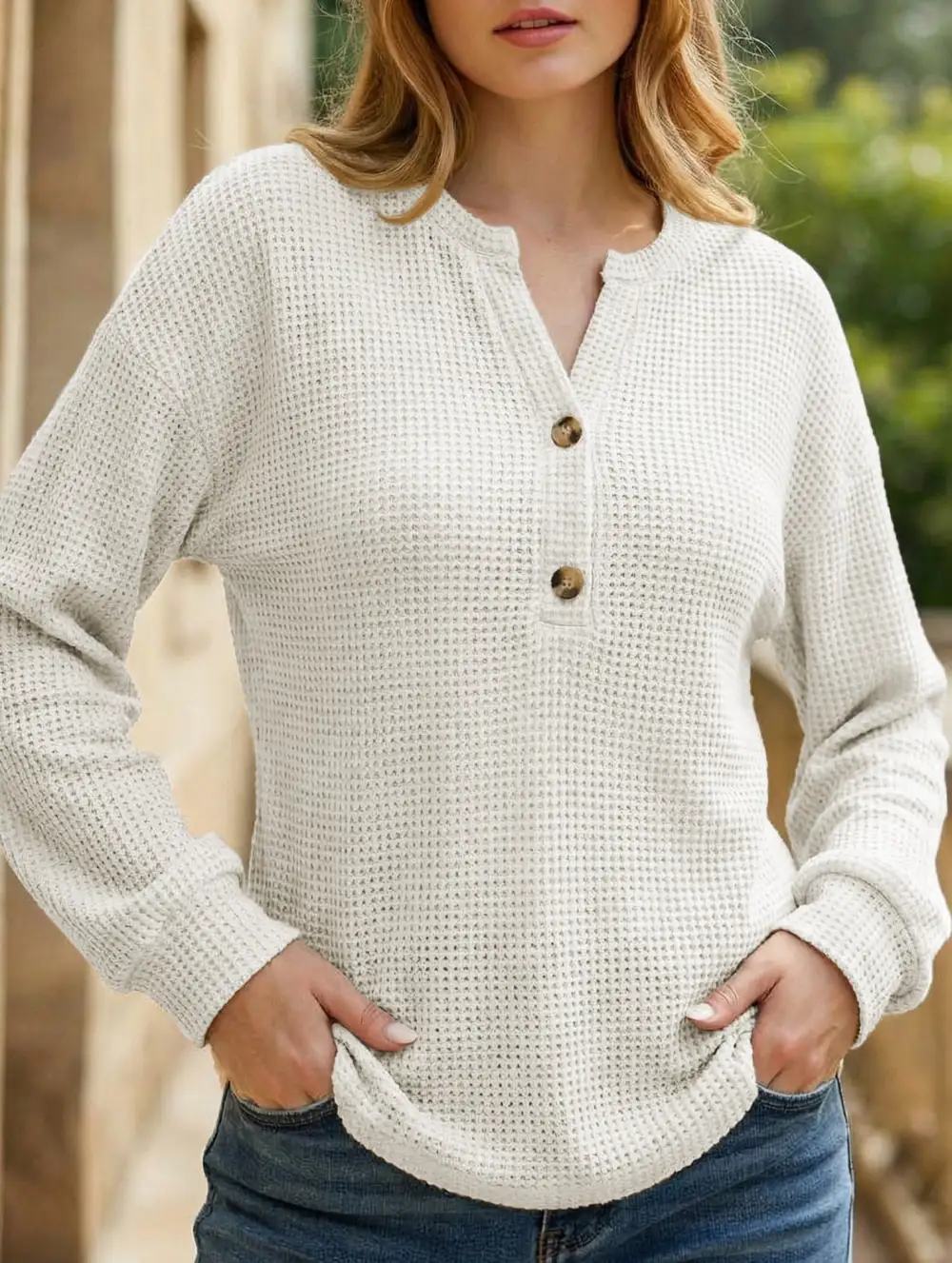 Relaxed Button Front Striped Tee